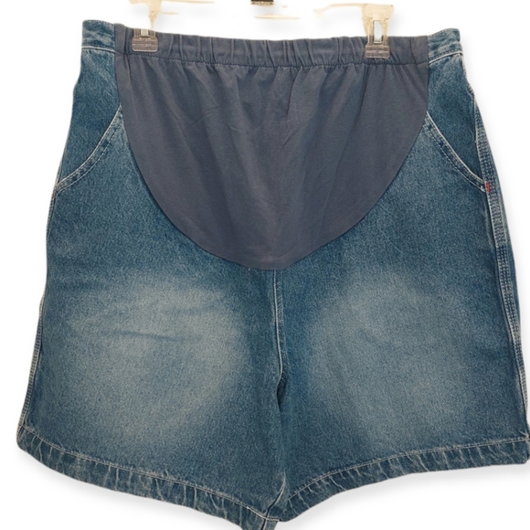 Motherhood Maternity Denim Shorts Size 14 Blue Distressed Wash - Picture 1 of 7